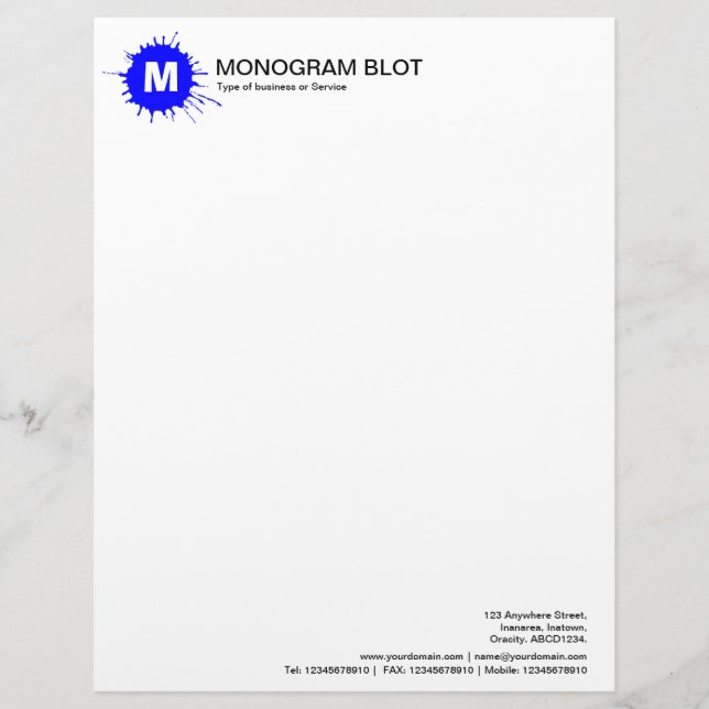 Monogram - Blauw Custom Briefhoofd (Voorkant)