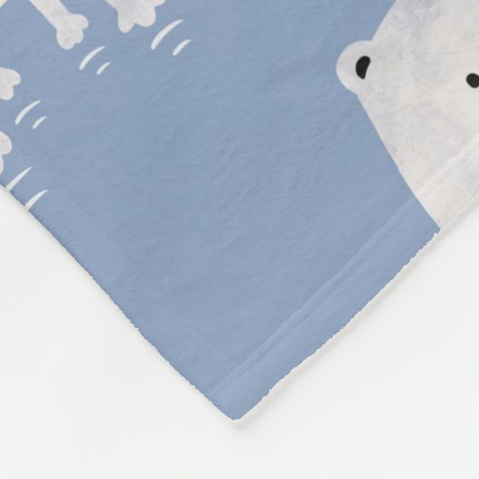 Monogram blauw Cute Bouncing White Cat Pattern Fleece Deken (Hoek)