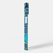 Monogram Blauw en Blauwgroen Abstracte Kunst Case-Mate iPhone Case (Achterkant / Rechts)