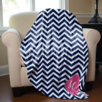 Monogram blauw en Fuschia Zigzag Pattern