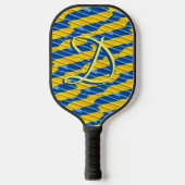 Monogram Blauw en Gele Stripes Oekraïne Geïnspiree Pickleball Paddle (Voorkant)