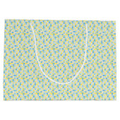 Monogram Blauw en Gele Vierkantjes Grote Gift Bag Large Cadeauzakje (Achterkant)