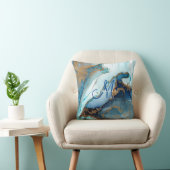 Monogram blauw en goudgrijs marmer Geode Kintsugi Kussen (Stoel)