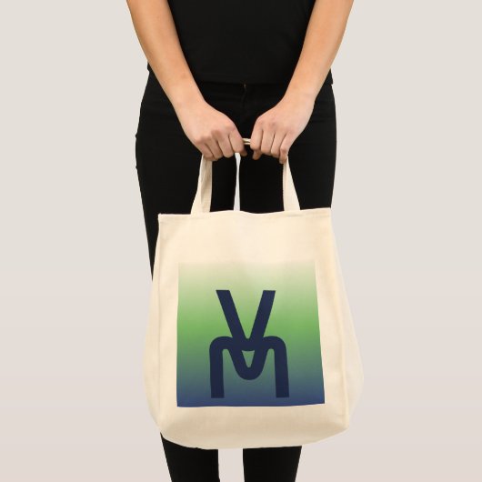 Monogram Blauw en Groen Gradiënt Canvas tas (Voorkant (product))