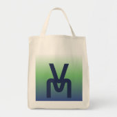 Monogram Blauw en Groen Gradiënt Canvas tas (Voorkant)