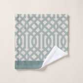 Monogram blauw en ivory Trellis | Boerij Bad Handdoek (Wasdoekje)