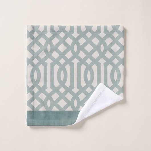 Monogram blauw en ivory Trellis | Boerij Bad Handdoek (Wasdoekje)