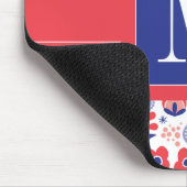 Monogram | Blauw- en koraalpatroon Muismat (Hoek)