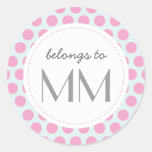 Monogram Blauw en Roze Stippen - DIY Labels