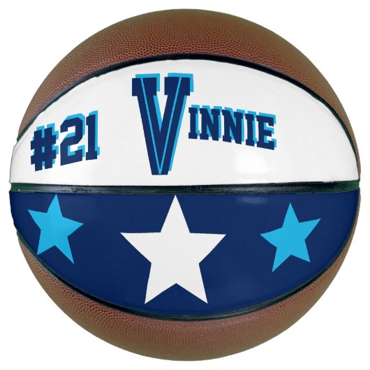 Monogram Blauw en Wit Basketbal (Voorkant)