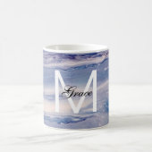 Monogram blauw en wit koffiemok (Center)