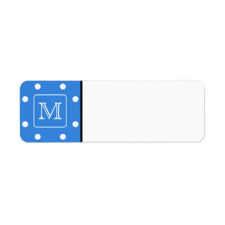 Monogram blauw en wit Polka Dot Pattern. Custom. Etiket