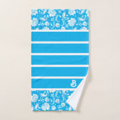 Monogram blauw en witte  dampmaskers bad handdoek (Handdoek)