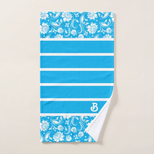 Monogram blauw en witte  dampmaskers bad handdoek (Handdoek)