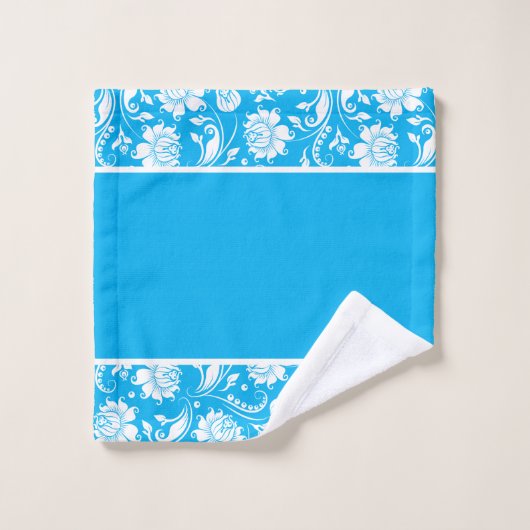Monogram blauw en witte  dampmaskers bad handdoek (Wasdoekje)
