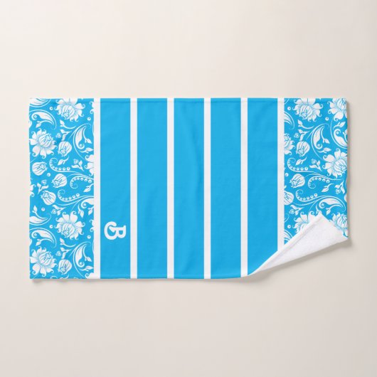 Monogram blauw en witte  dampmaskers bad handdoek (Handdoek)
