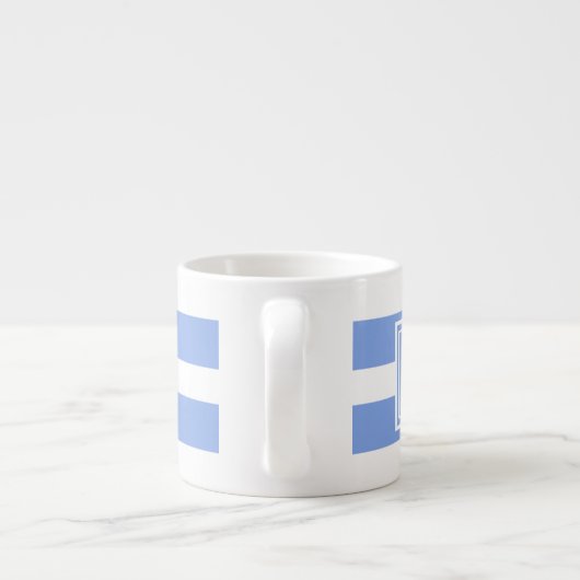 Monogram Blauw en Witte Striped Espresso Kop (Achterkant)