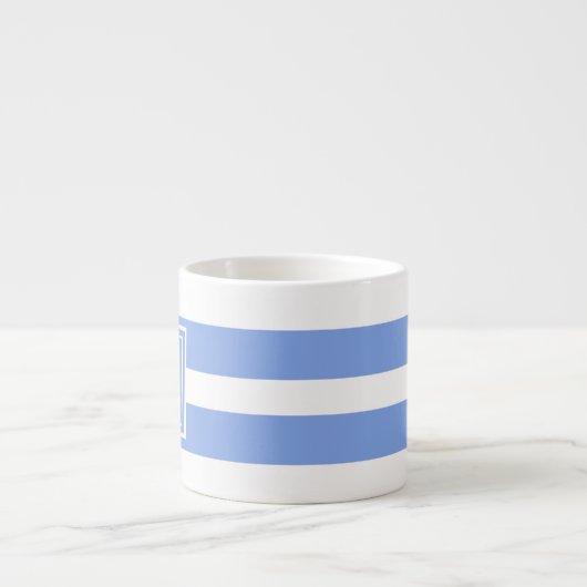 Monogram Blauw en Witte Striped Espresso Kop (Voorkant)