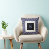 Monogram blauw en zwart geplakt Sierkussen (Stoel)