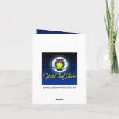 Monogram Blauw, Gouden Bloemen Dank u kaart (Achterkant)