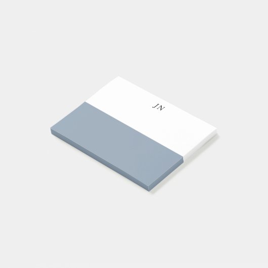 Monogram blauw grijs wit kleurenblok post-it® notes (Schuin)