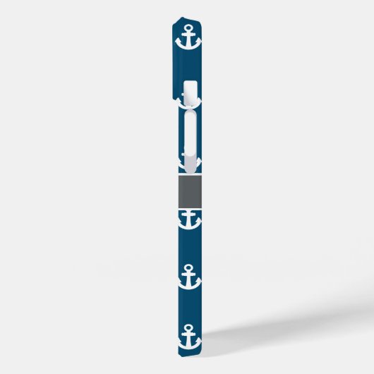 Monogram blauw grijs witte scheepsankermonogram Case-Mate iPhone case (Achterkant / Links)
