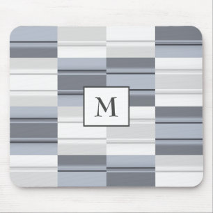 Monogram blauw- grijze rechthoek muismat