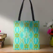 Monogram Blauw Groen Goud Diamanten & Bloemen Draagtas