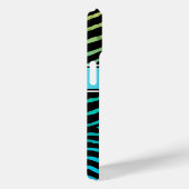 Monogram Blauw, Groen, Zwart Zebra Strepen Case-Mate iPhone Case (Achterkant / Rechts)
