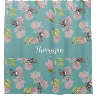 Monogram blauw hemel stijlvolle tekst floreel patr douchegordijn