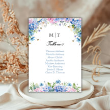 Monogram Blauw Hortensia Tafel Zitplaatskaart