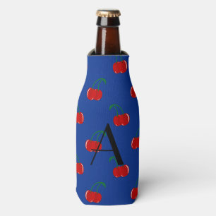 Monogram blauw kerspatroon flesjeskoeler