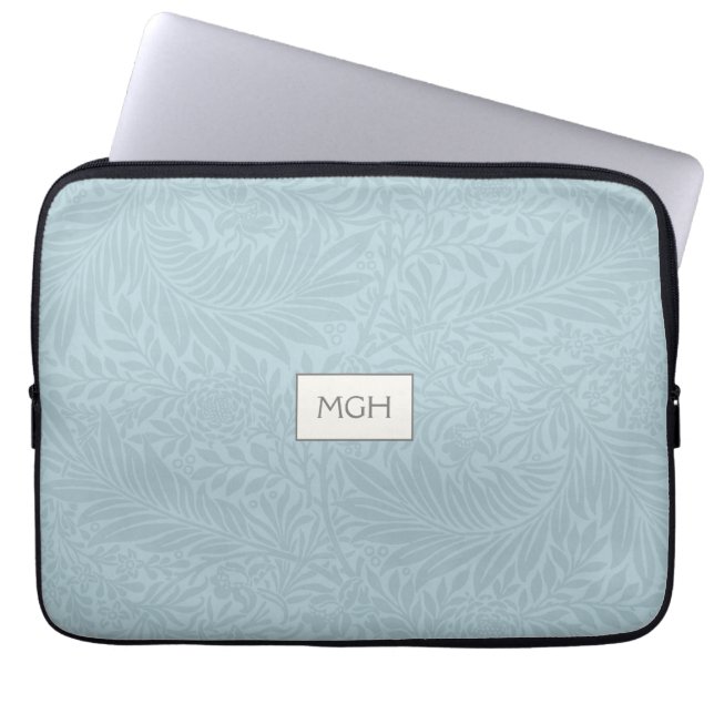 Monogram  blauw Larkspur-ventilatorpatroon Laptop Sleeve (Voorkant)