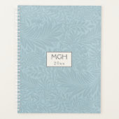 Monogram blauw Larkspur-ventilatorpatroon Planner (Voorkant)