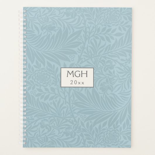 Monogram  blauw Larkspur-ventilatorpatroon Planner (Voorkant)