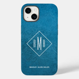 Monogram blauw leder Case-Mate iPhone 14 hoesje