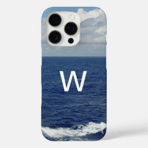 Monogram Blauw Oceaan Fluffy Wolken iPhone 16 Pro Hoesje
