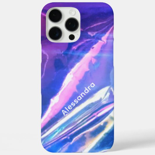 Monogram blauw opaalachtig paarse streep iriserend Case-Mate iPhone case (Achterkant)