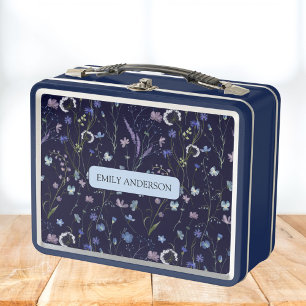 Monogram Blauw Paars Wildflower Bloemmotief