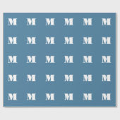 Monogram blauw pastel minimalistisch professioneel cadeaupapier (Vlak)
