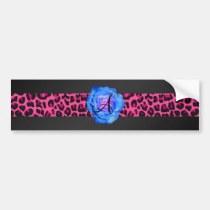 Monogram blauw roos bumpersticker