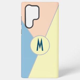 Monogram Blauw roze geel pastel Kleurenblok Samsung Galaxy Hoesje