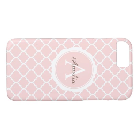 Monogram blauw roze geometrisch Case-Mate iPhone case (Achterkant (Horizontaal))