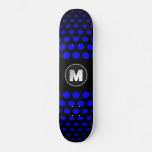 Monogram Blauw Stippen Patroon Skateboard