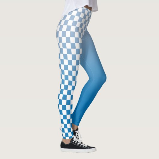 Monogram blauw verloop wit gecheckt patroon leggings (Rechts)