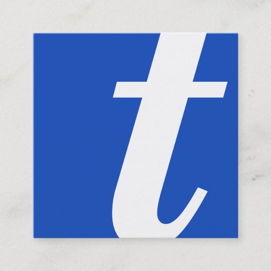 monogram blauw vierkant vierkante visitekaartje (Voorkant)