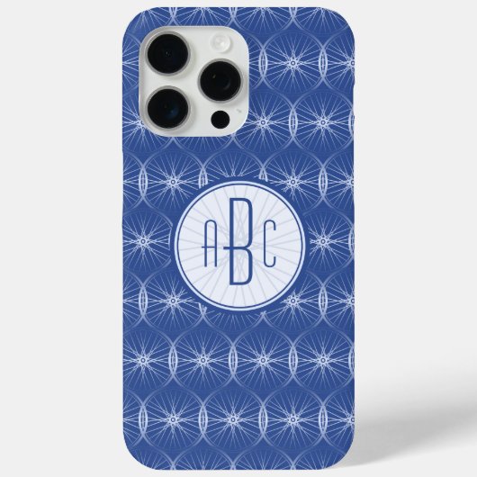 Monogram blauw wielpatroon Case-Mate iPhone case (Achterkant)