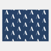 Monogram blauw wit aangepast initiaal patroon inpakpapier vel (Voorkant)