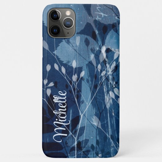 Monogram Blauw & Wit Botanisch Aquarel Case-Mate iPhone Case (Achterkant)