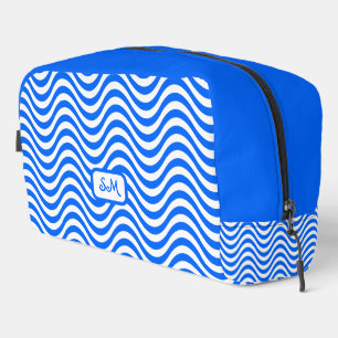Monogram Blauw Wit Golvende Strepen Psychedelic Toilettasje